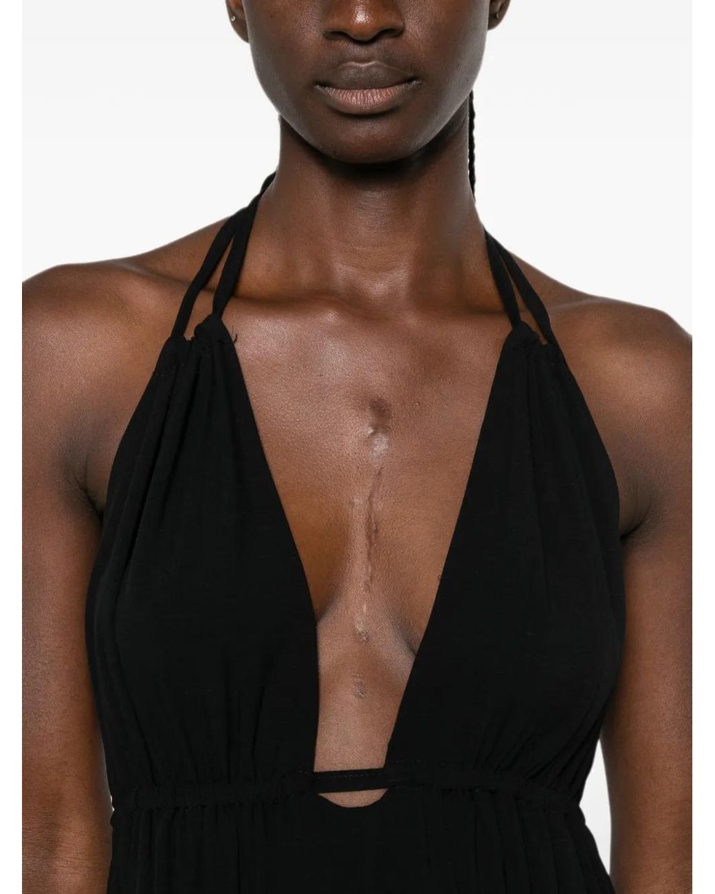 MOUTAKI Black Open-Back Maxi Dress
