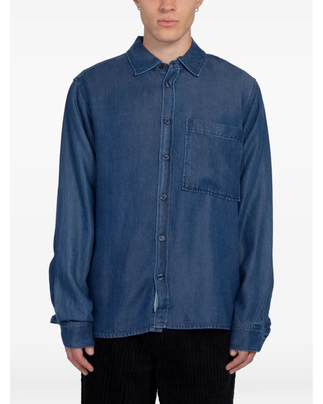 Minimum Blue Ace Patch-Pocket Shirt for men