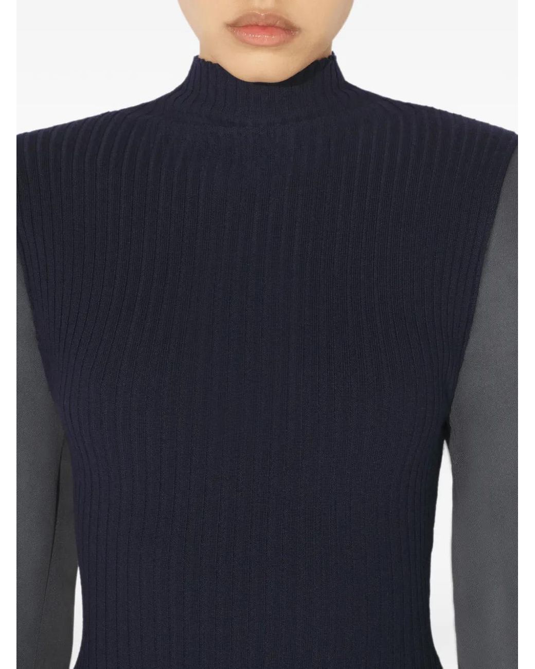 Jean Paul Gaultier Blue Ribbed Long-Sleeve Playsuit