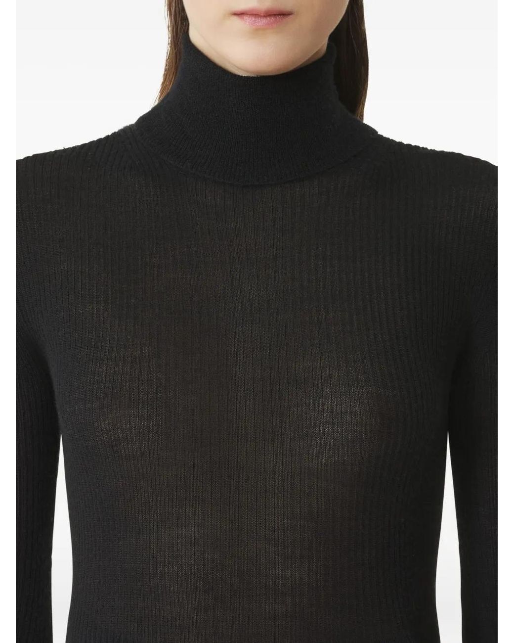Pull Côtelé À Col Roulé Lanvin en coloris Black