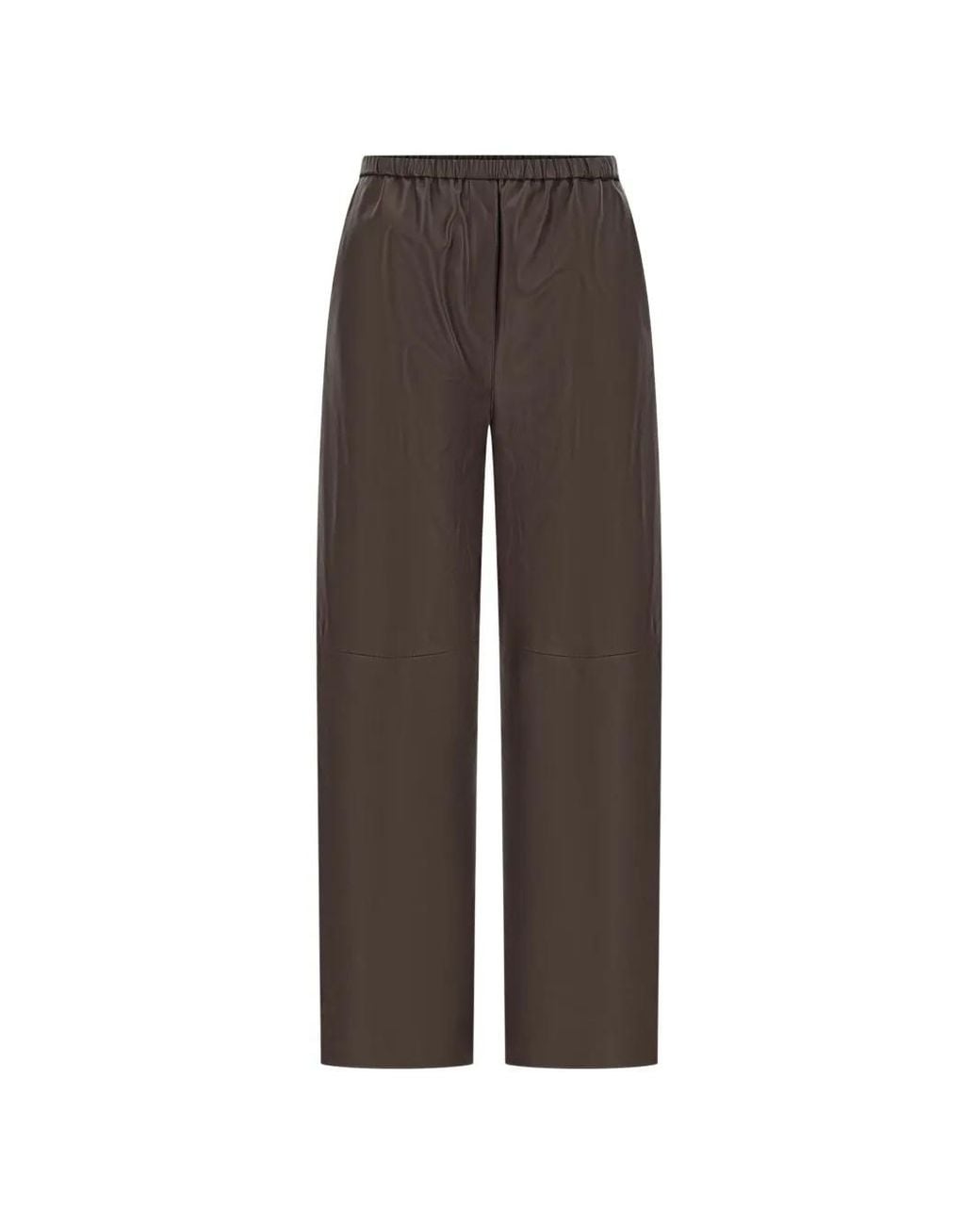Antonelli Brown Elasticated-Waist Leather Trousers