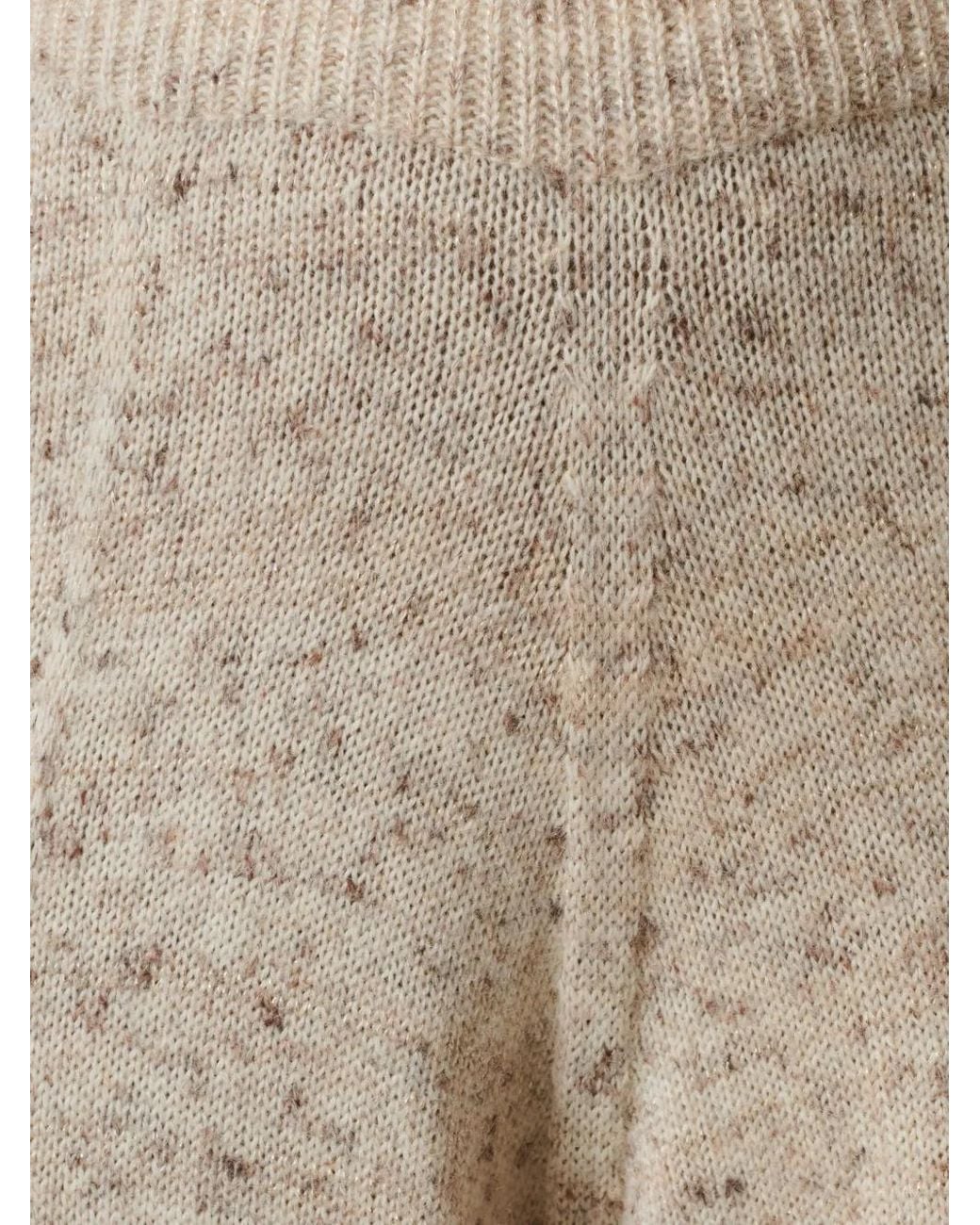 Fabiana Filippi White Mélange-Knit Ribbed-Cuff Trousers