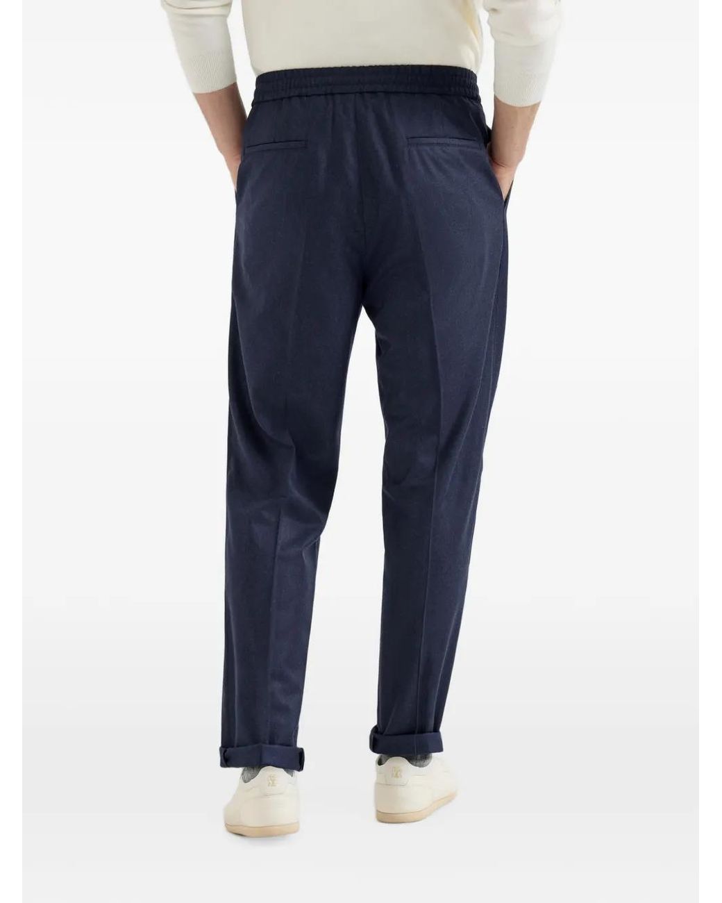 Brunello Cucinelli Blauwe Wollen Broek in het Blue voor heren
