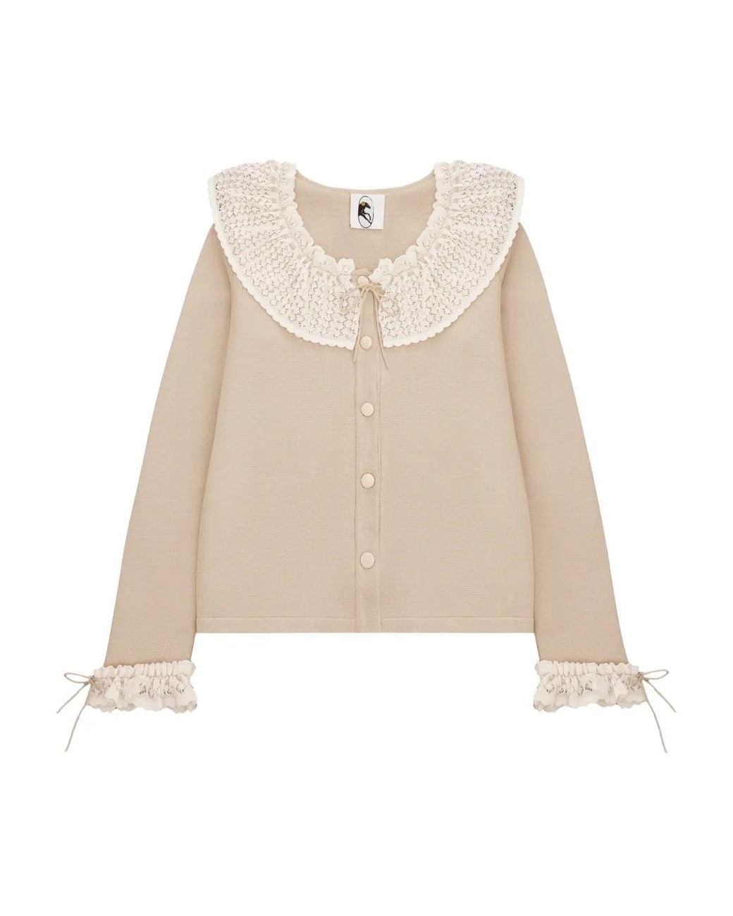 Sleeper Natural Malena Lace-Collar Cardigan