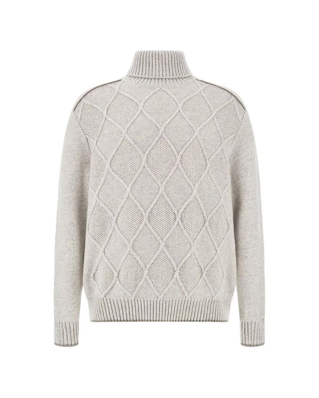 Paul & Shark White Cable-Knit Turtleneck Sweater for men