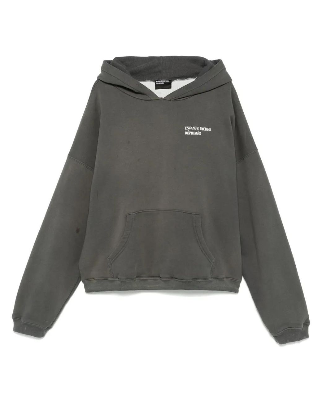 Enfants Riches Deprimes Gray Distressed-Logo Hoodie for men