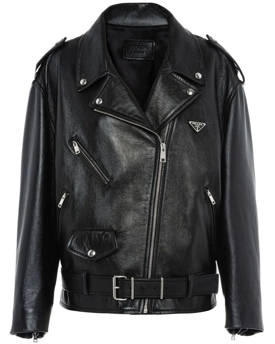 Prada Black Nappa Leather Biker Jacket
