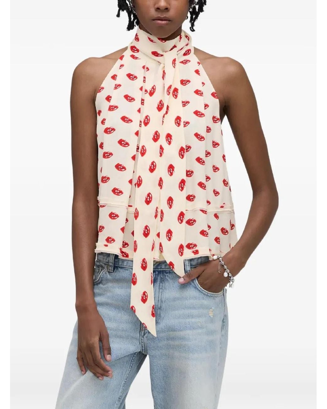 Marc Jacobs Red Lips Halterneck Tie Top