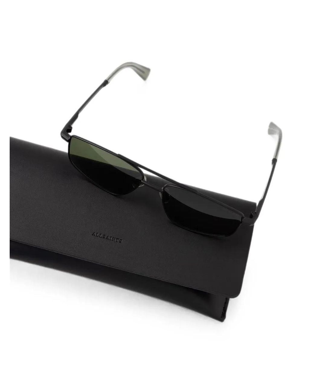 AllSaints Green Geometric-Frame Double-Bridge Sunglasses