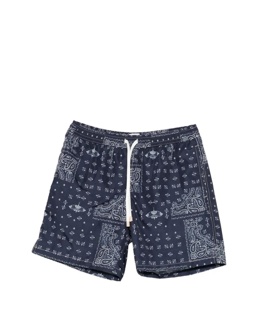 Eleventy Blue Paisley-Print Swim Shorts for men