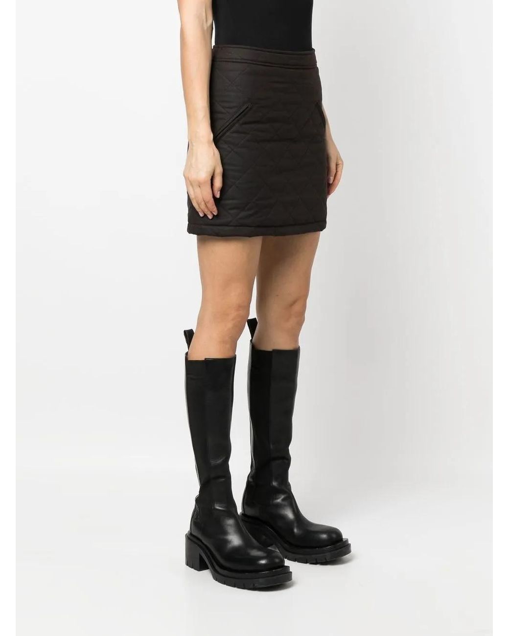 Burberry Black Cotton Miniskirt Diamond Quilting