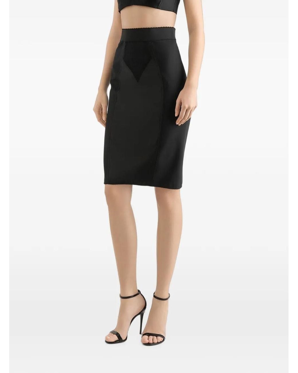 Dolce & Gabbana Black Lace-Panel Pencil Skirt