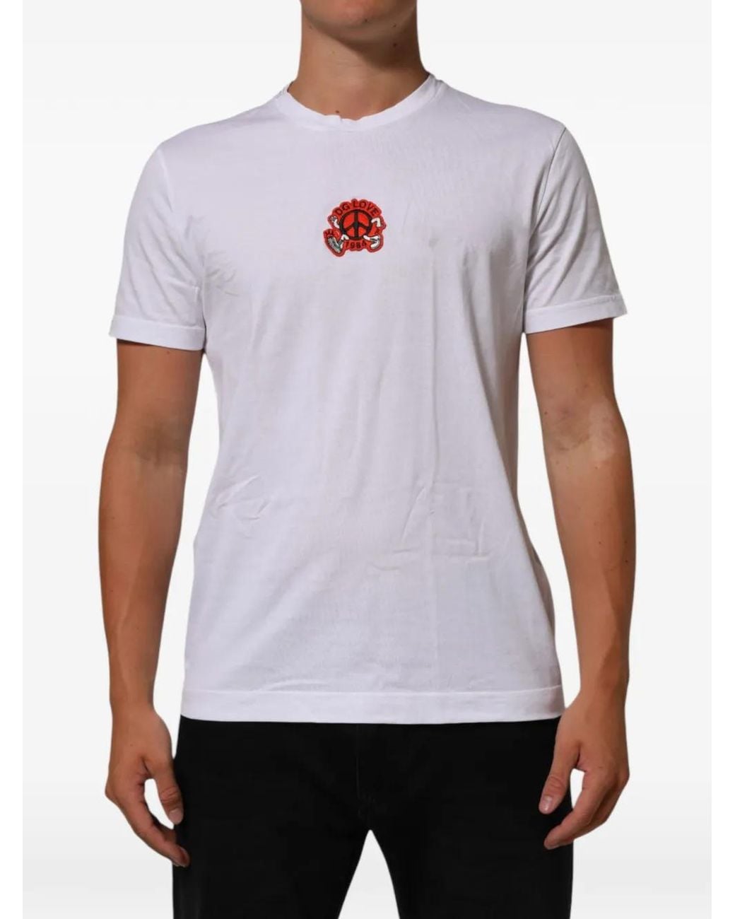 Dolce & Gabbana White Dg Love Patch T-Shirt for men