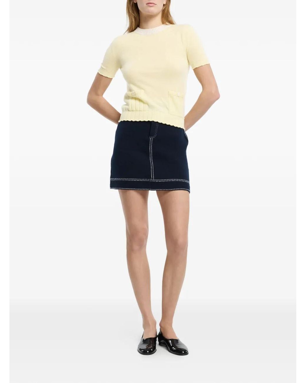 Barrie Yellow Ribbed Detail Top