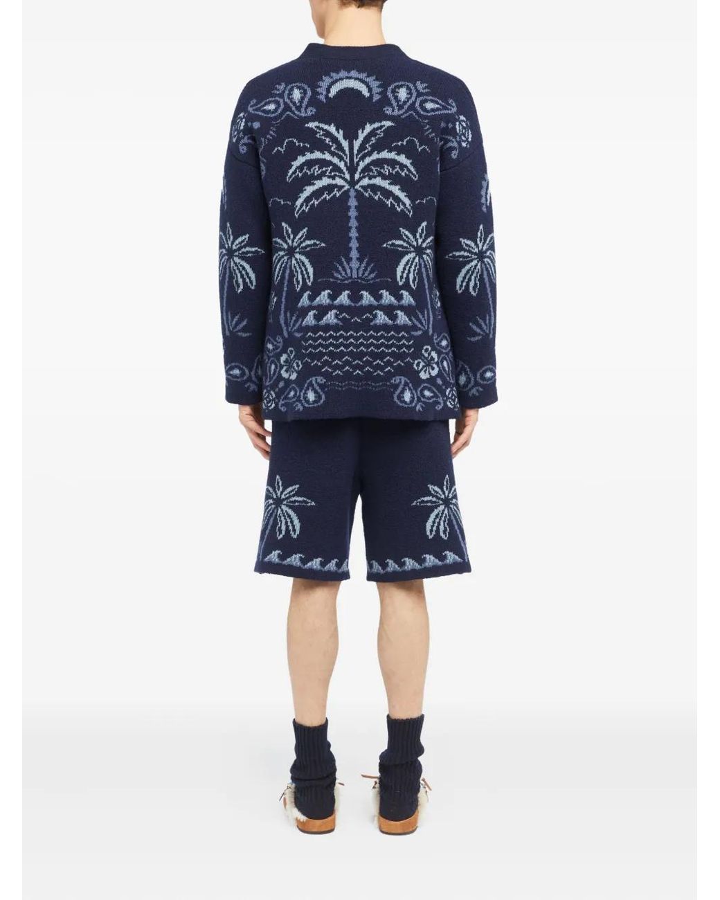 Alanui Blue Cardigan À Motif Cachemire for men