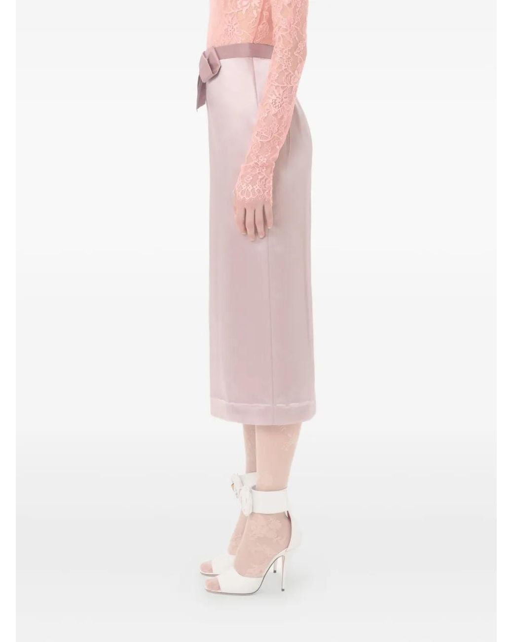 Valentino Garavani Pink Satin Midi Skirt