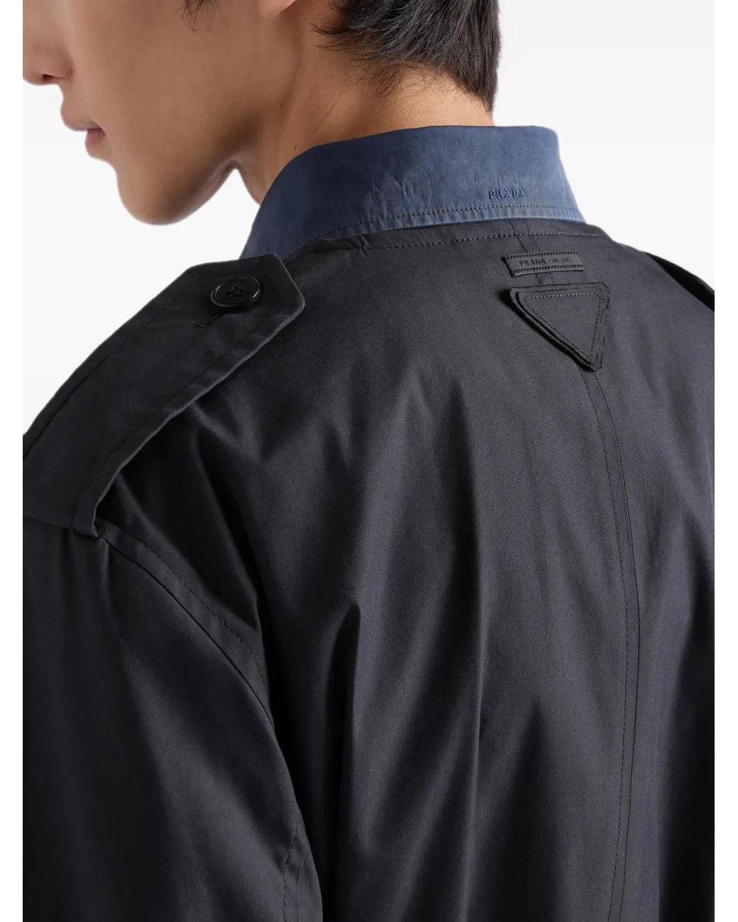 Prada Black Cotton Blend Coat for men