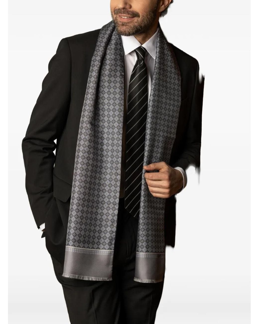 Elizabetta Gray Palazzo Medallion-Print Reversible Scarf for men