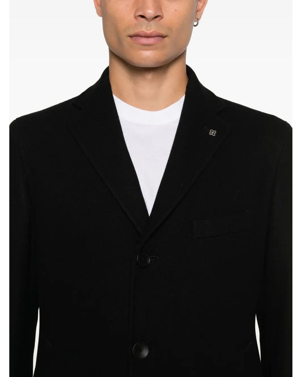 Tagliatore Black Single-Breasted Coat for men