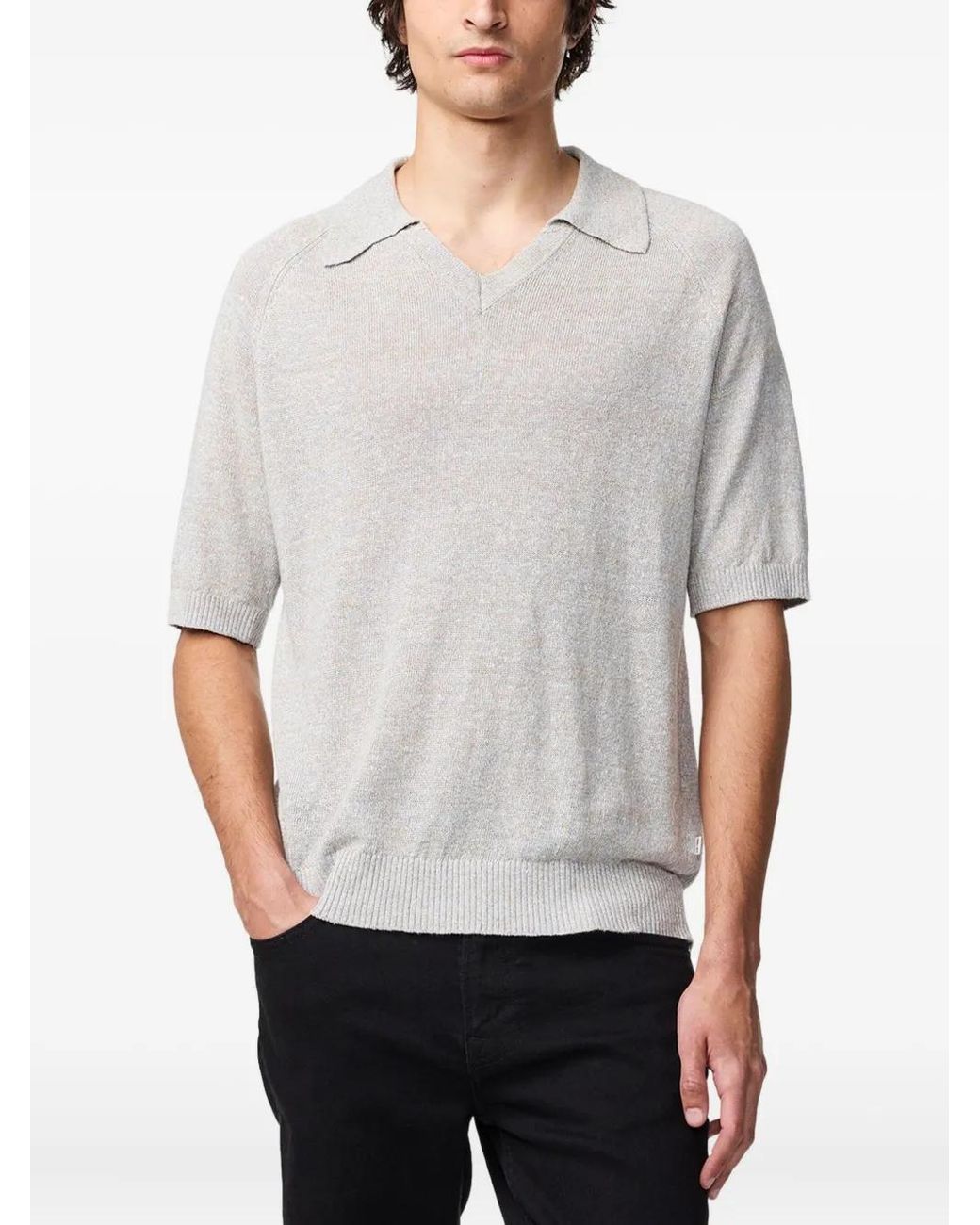 NN07 Gray V-Neck Short-Sleeve T-Shirt for men
