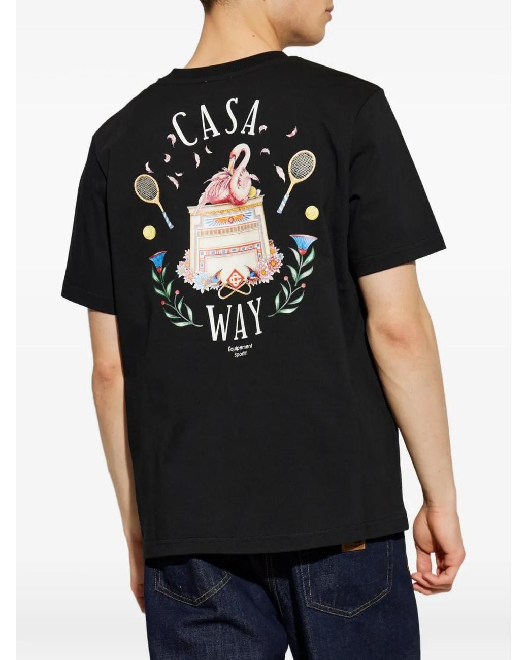 Casablanca Black Hotel Emblem Print T-Shirt for men