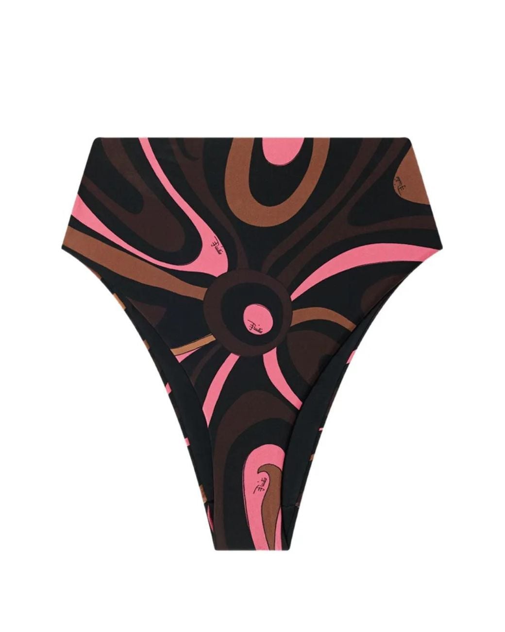 Emilio Pucci Black Marmo Print High-Waisted Bikini Bottom