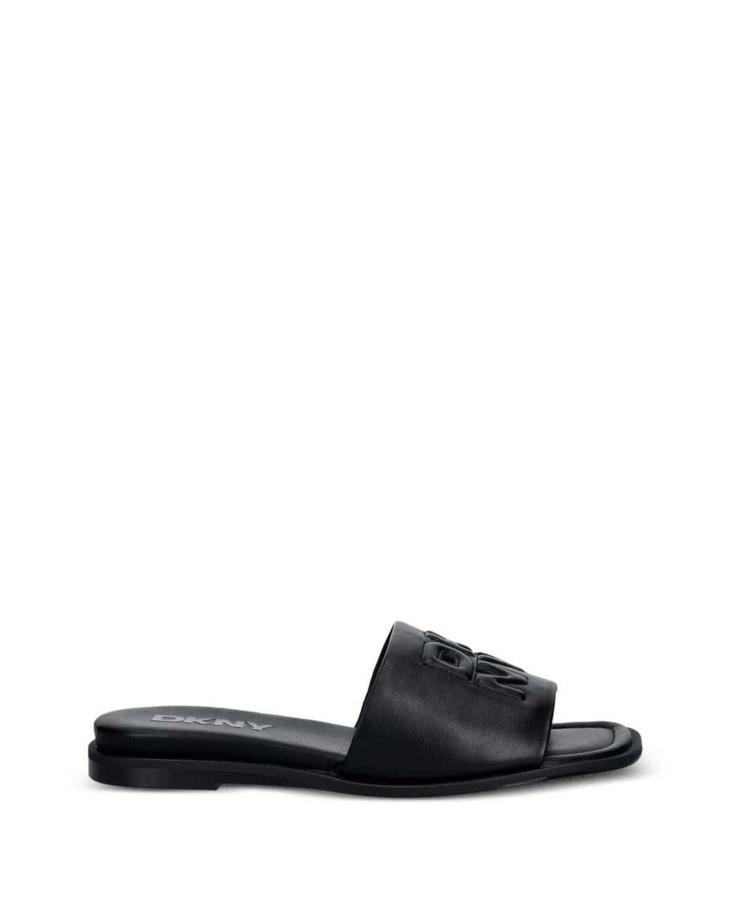 DKNY Black Logo-Embossed Flat Sandals