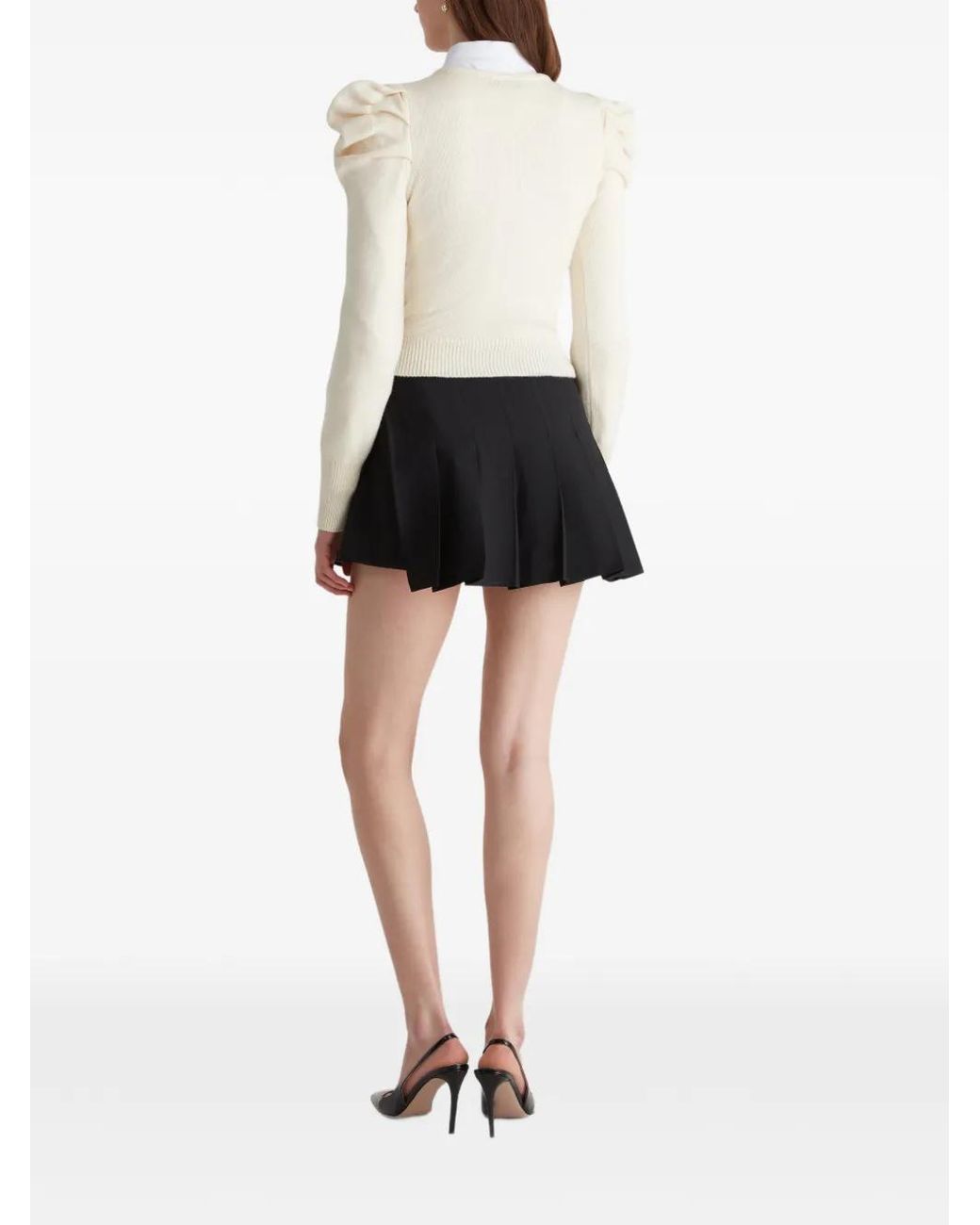 Violante Nessi White Ribbed Puffed-Sleeve Sweater