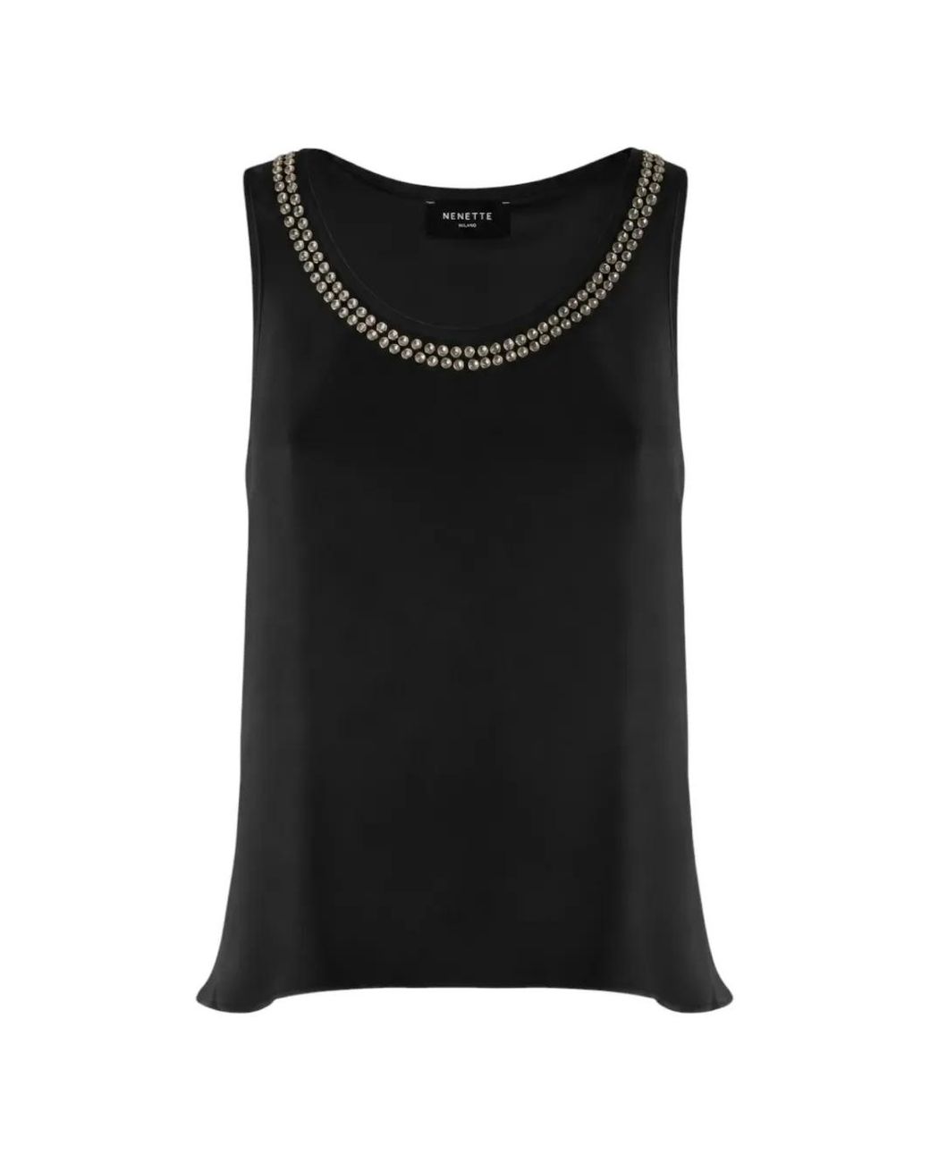 Nenette Black Embellished Sleeveless Top