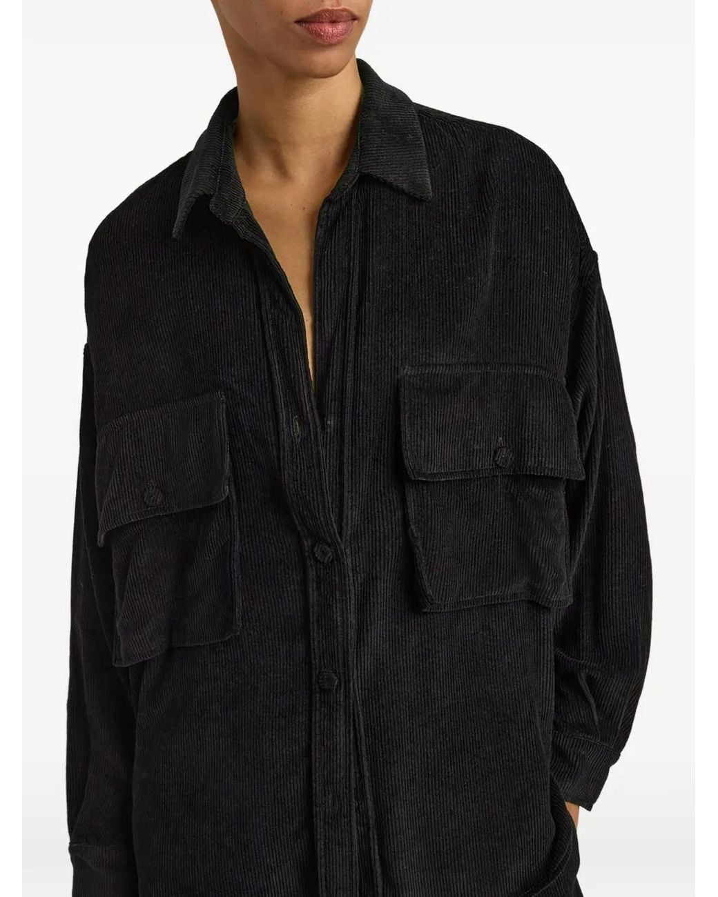 Momoní Black Pitanga Oversized Corduroy Shirt