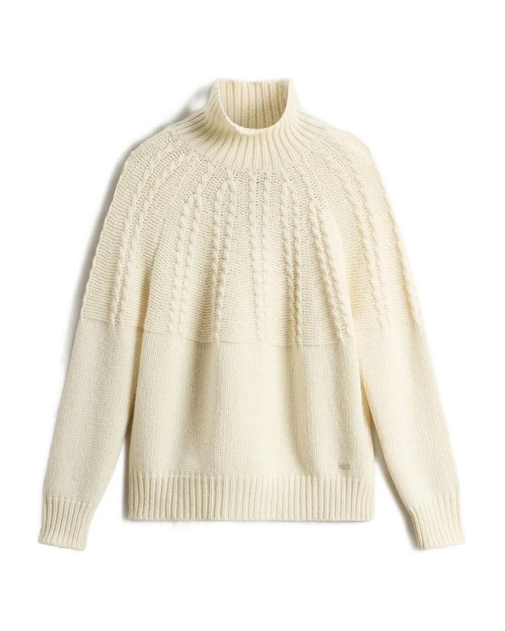 Woolrich Natural Cable-Knit Turtleneck Sweater