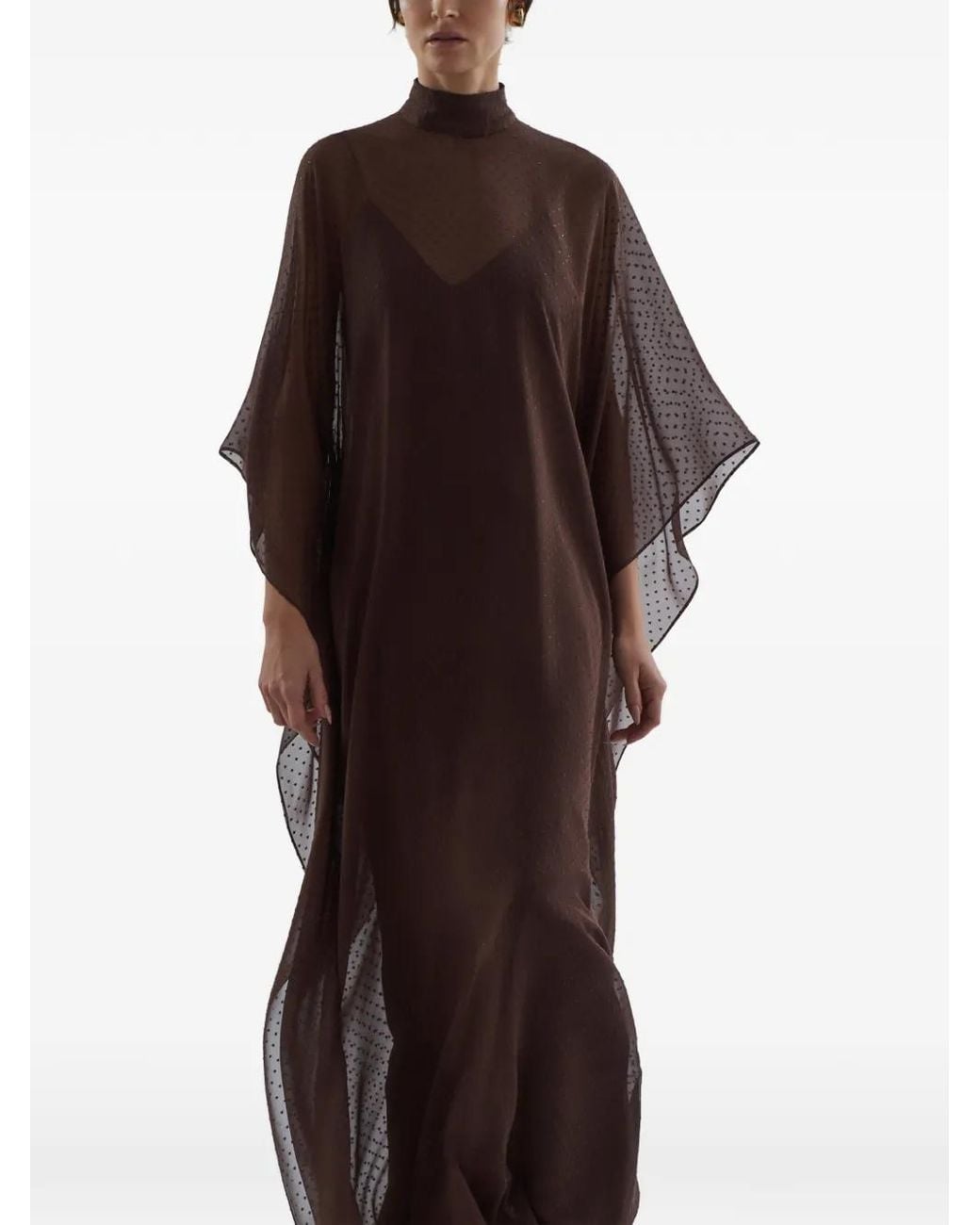 ‎Taller Marmo Brown Muscat Fil-Coupé Kaftan Maxi Dress