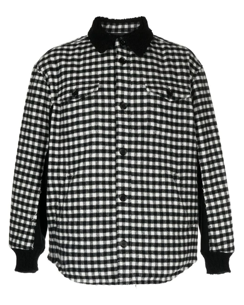 Undercover Black Gingham-Check Flannel Shirt Jacket for men