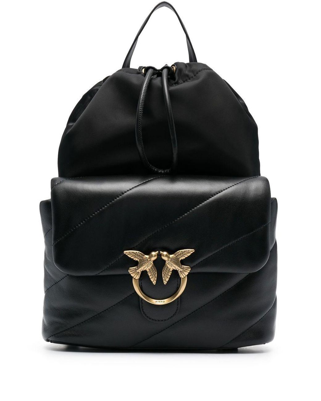 Pinko Leather Quilted Backpack in Black Lyst