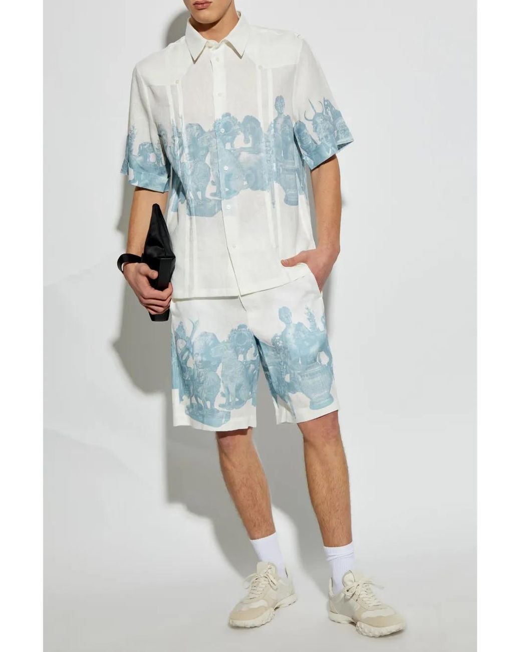 Givenchy Blue Graphic-Print Shorts for men