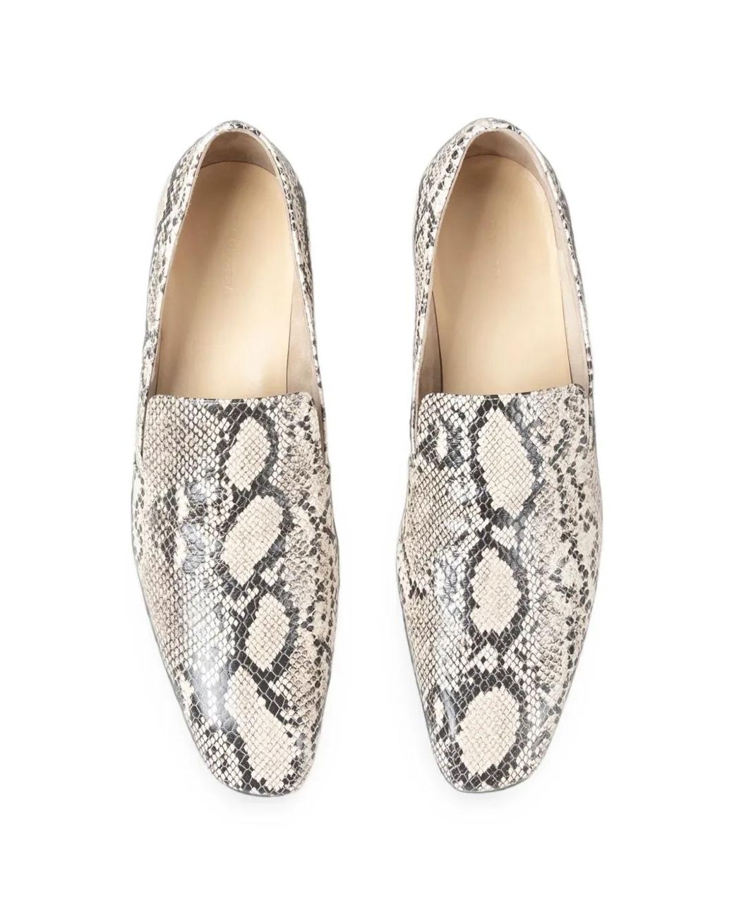 Cordera White Snake-Effect Heeled Loafers