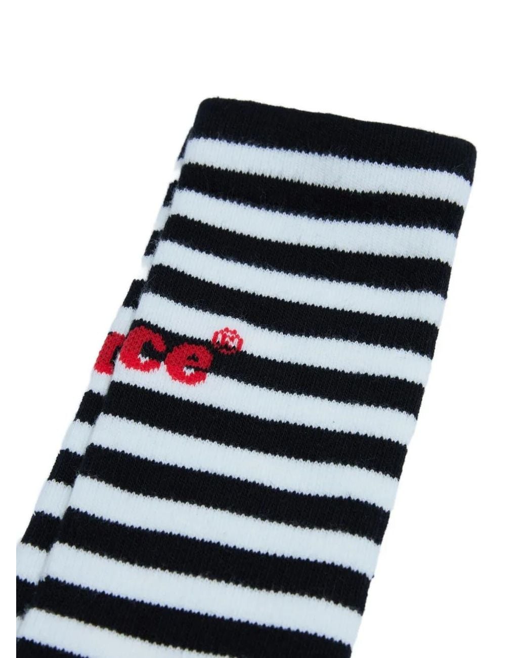 UNNA White R Striped Logo-Embroidered Socks