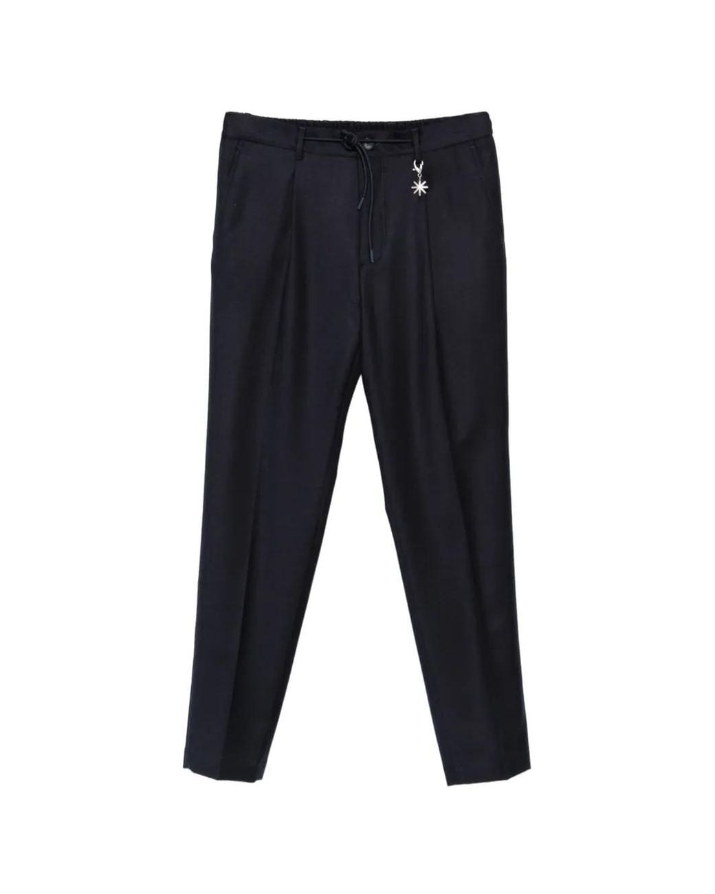 Manuel Ritz Blue Drawstring Pleated Trousers for men