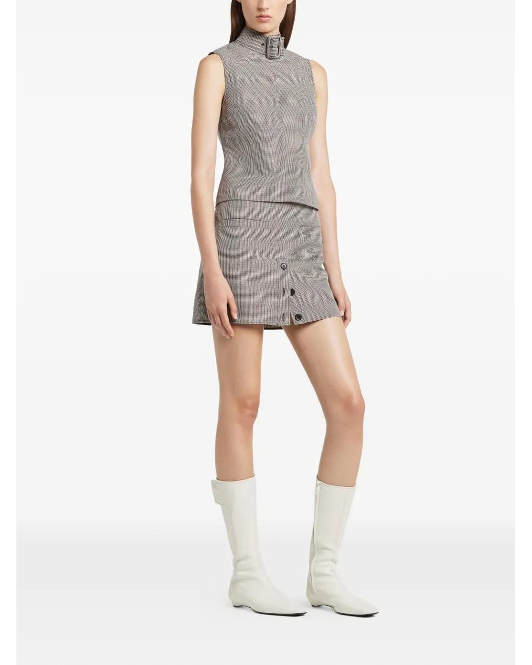 Courreges Gray Houndstooth Top