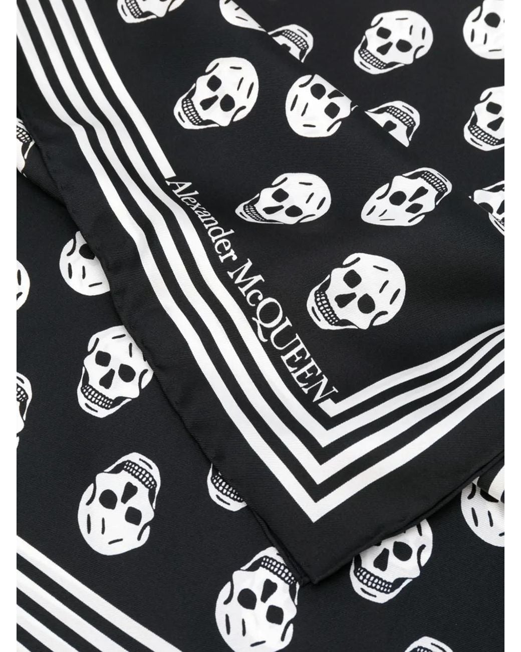 McQueen Black Mini Skull Print Scarf