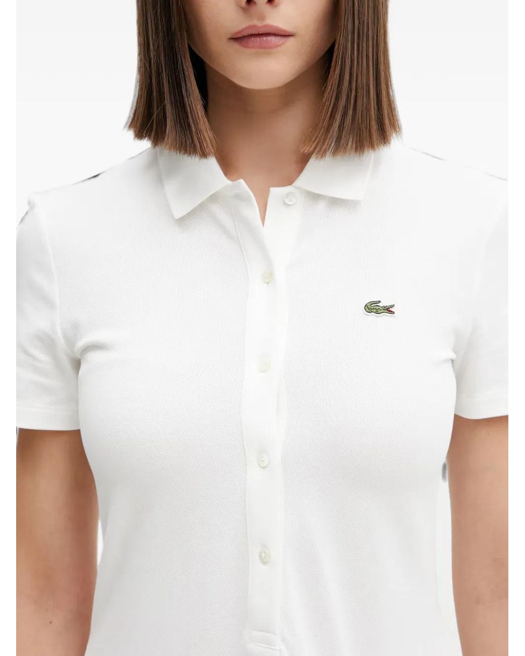 Lacoste White Pleated-Skirt Polo Mini Dress