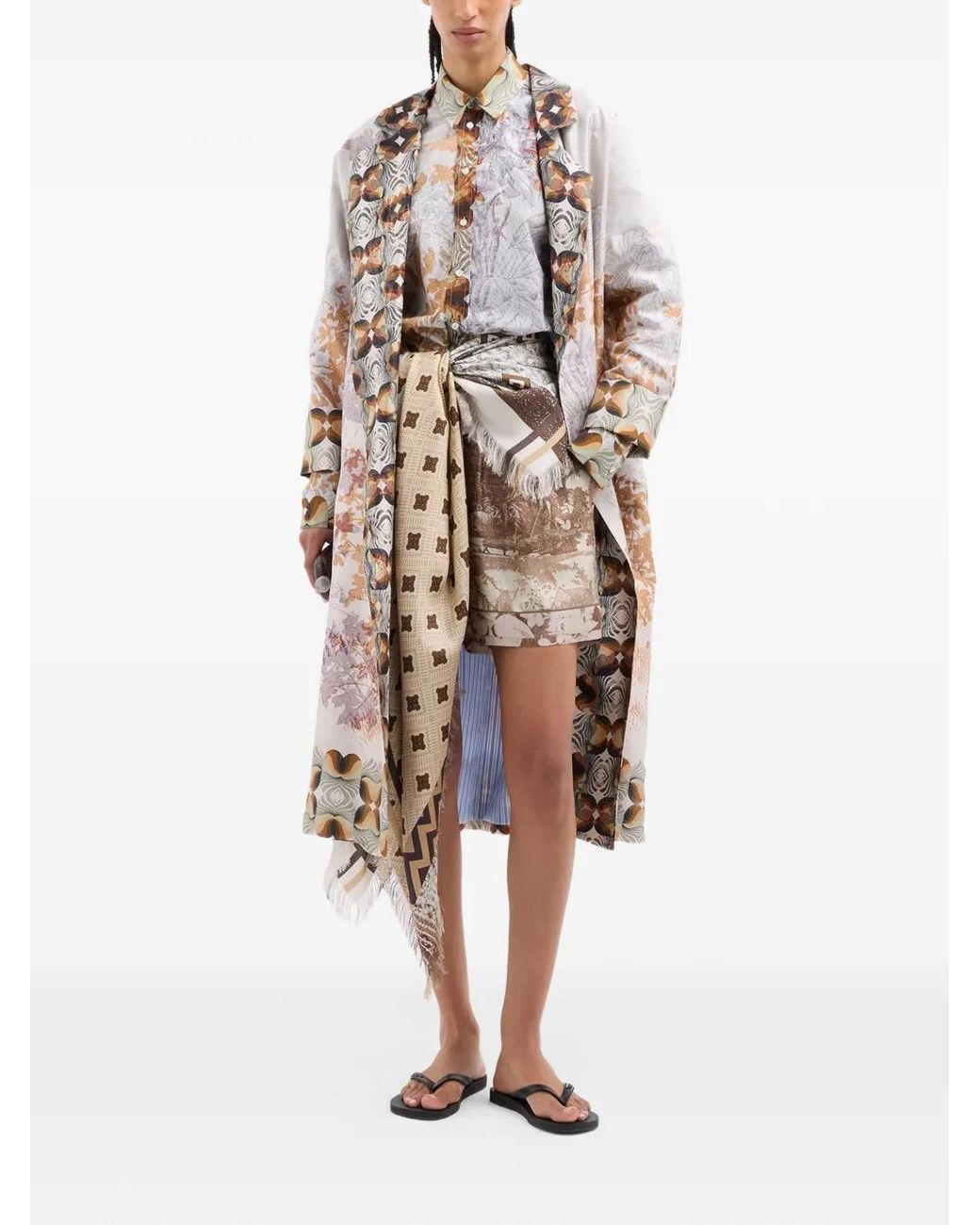 Pierre Louis Mascia White Entho Botanicals Graphic Silk Coat