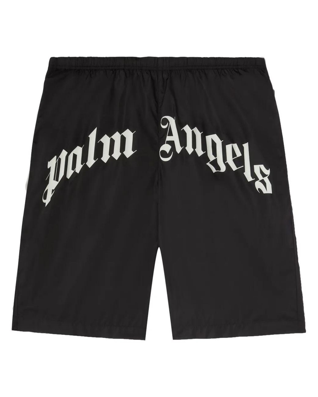 Palm Angels Black Curved-Logo Swim Shorts for men