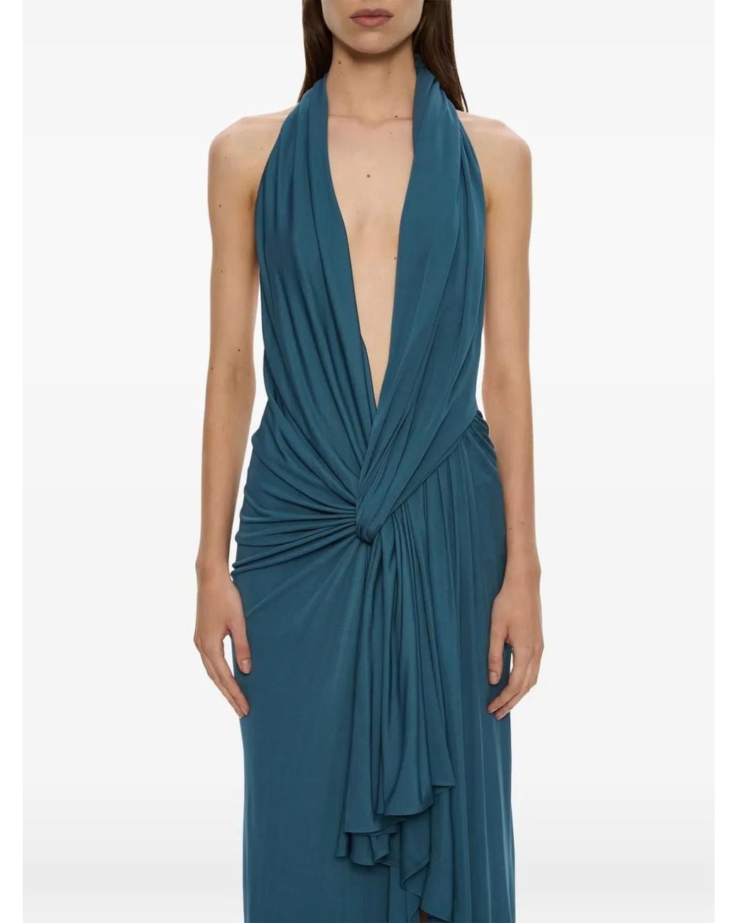 Christopher Esber Blue Robe Longue Spire Cascade