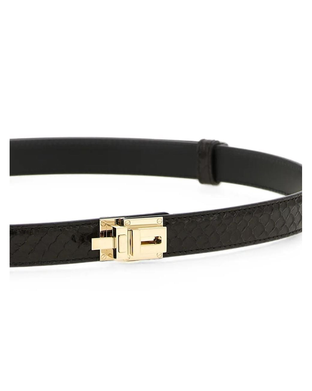 Tom Ford White Ceinture T Latch À Effet Peau De Python