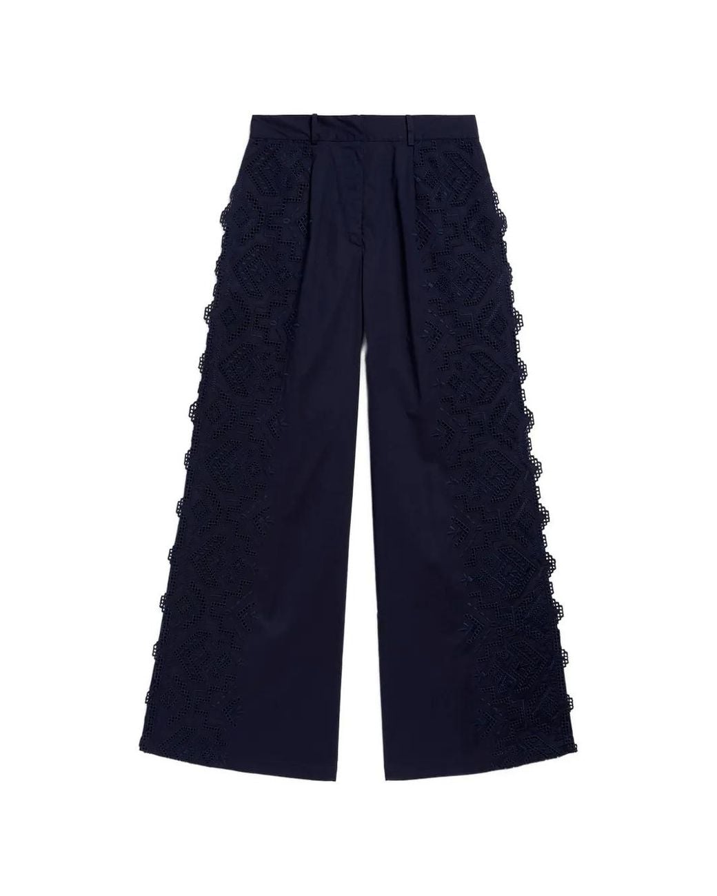 Momoní Blue Pantalon Palazzo À Broderie Anglaise