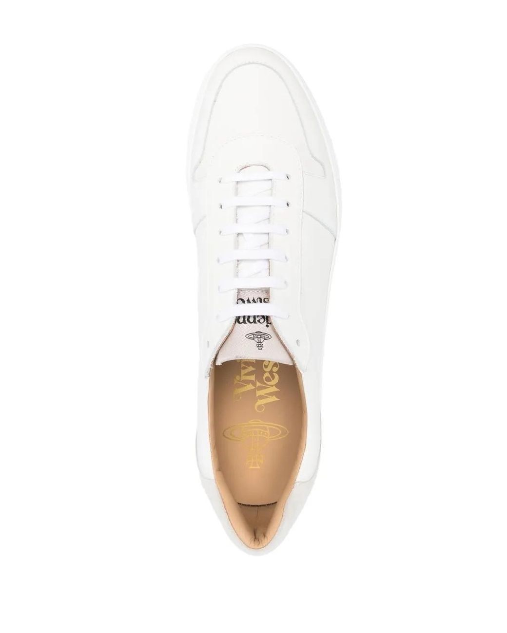 Vivienne Westwood White Logo-Print Calf Leather Sneakers for men