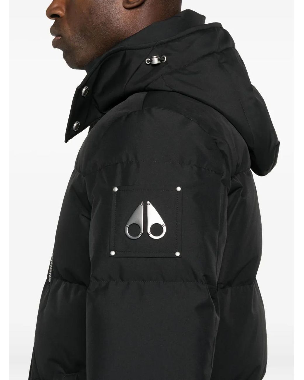 Moose Knuckles Black Hooded Puffer Jacket for men