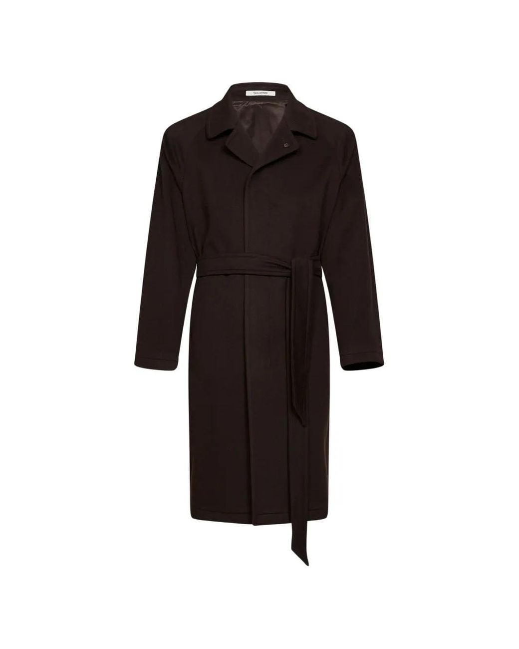 Tagliatore Black Belted Single-Breasted Coat for men