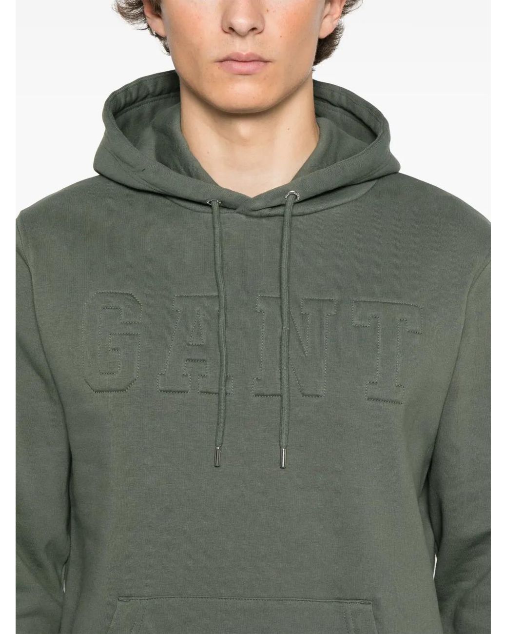 Gant Green Embossed-Logo Hoodie for men